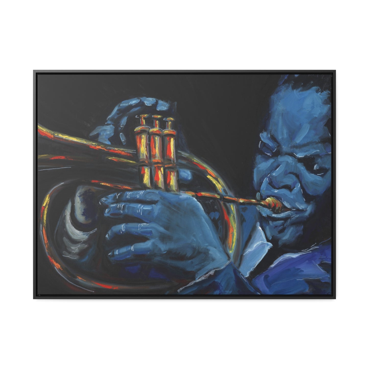 The Trumpet Player - Framed Canvas Print