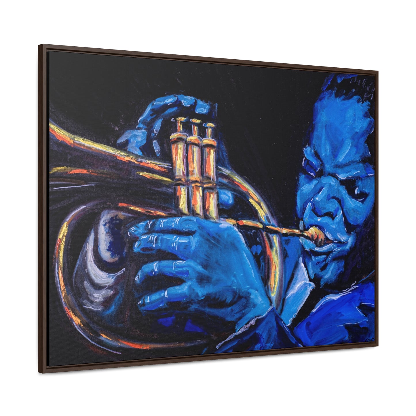 The Trumpet Man - Framed Canvas Print