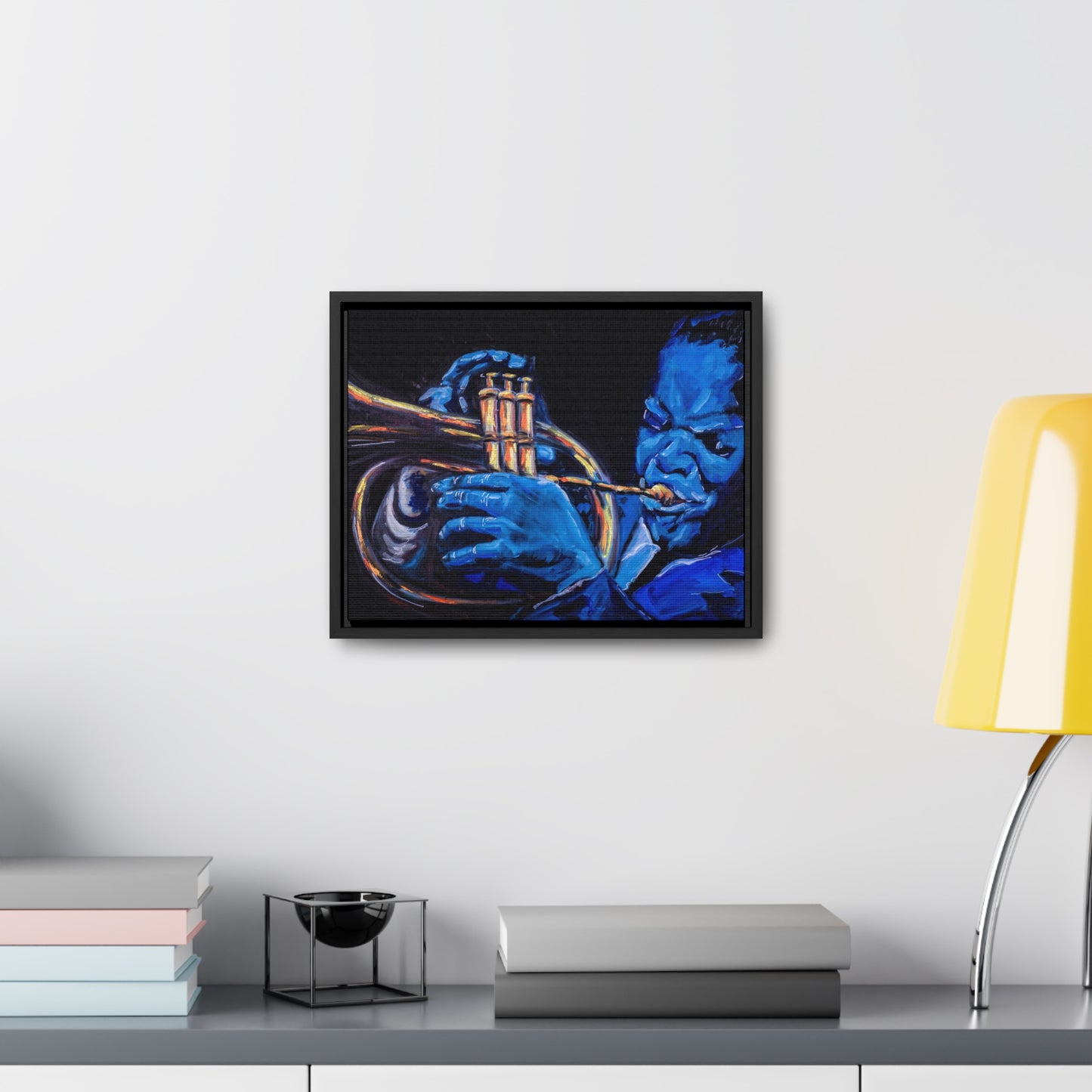 The Trumpet Man - Framed Canvas Print