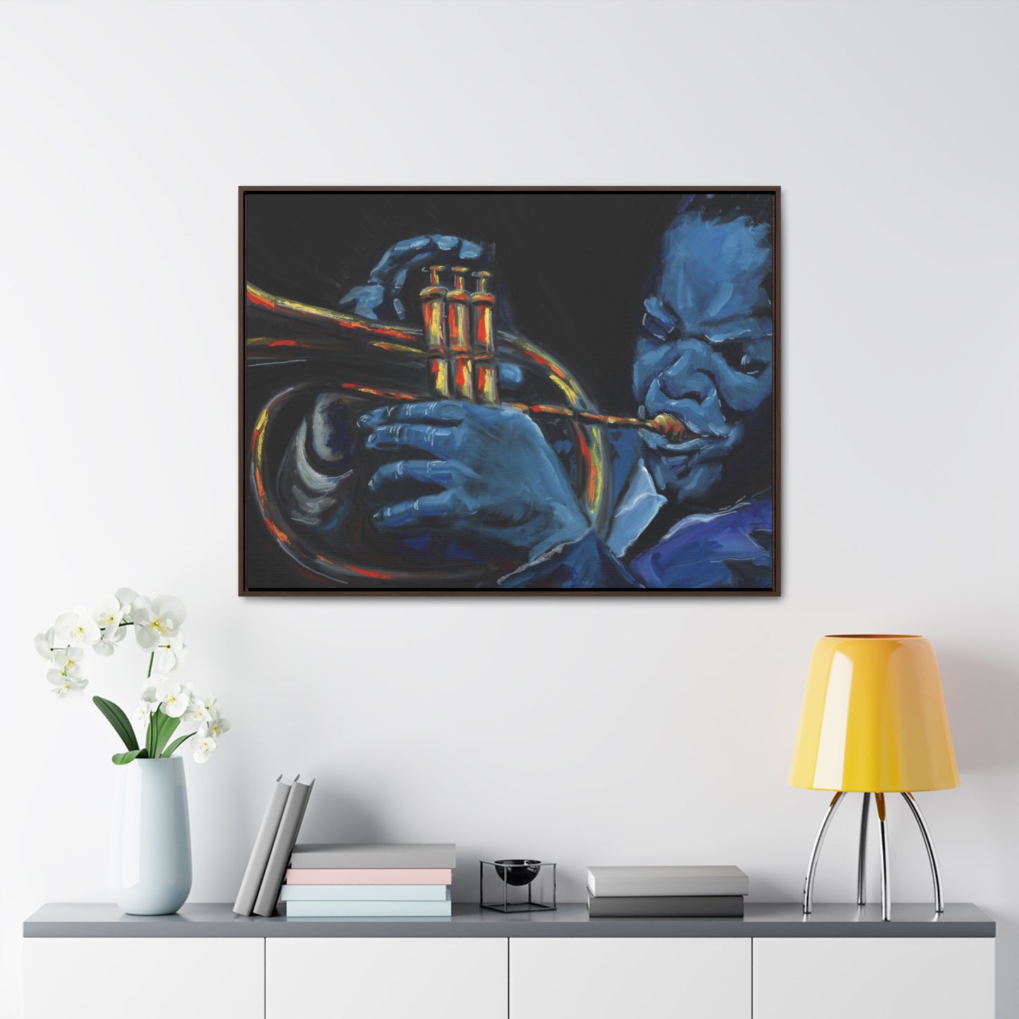 The Trumpet Player - Framed Canvas Print