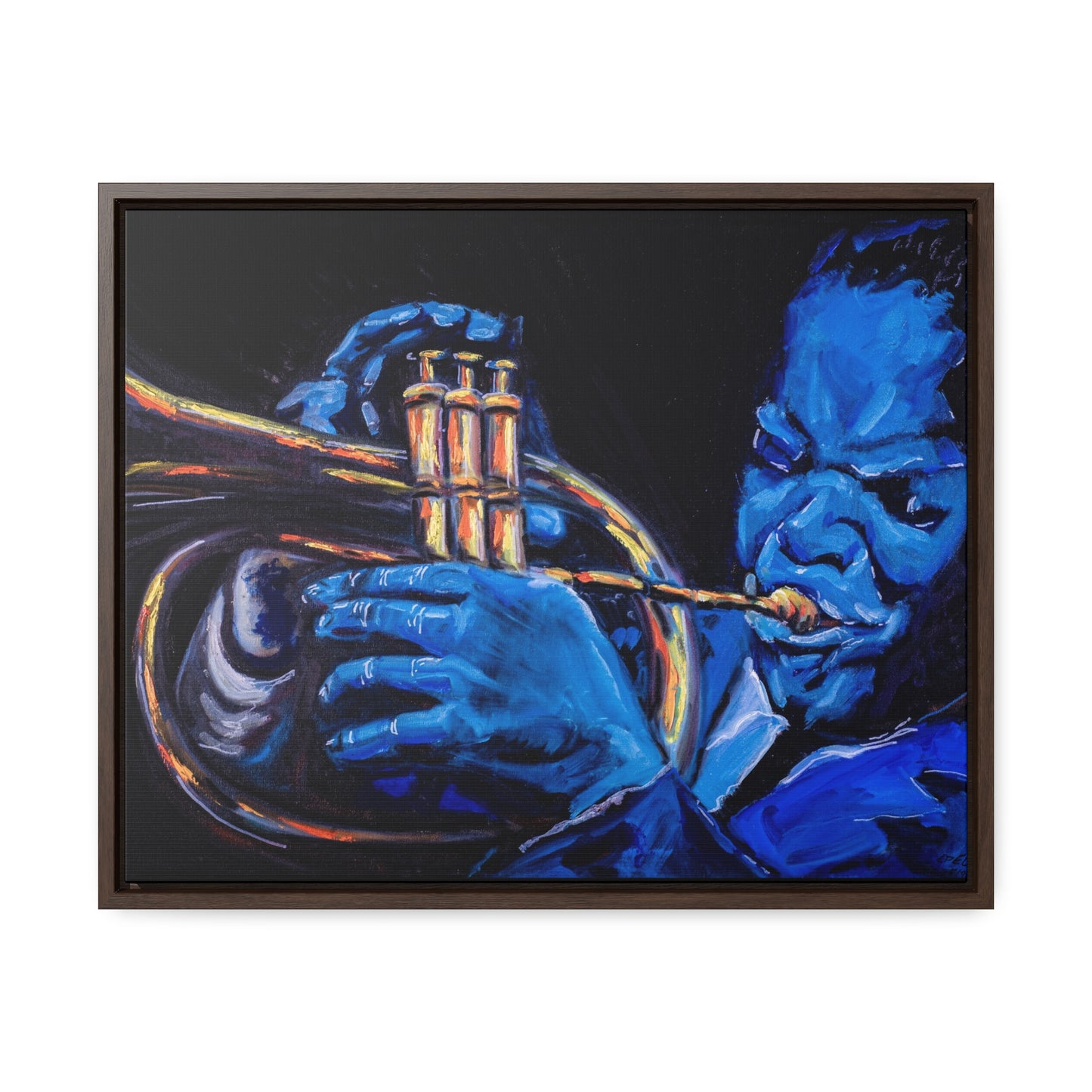 The Trumpet Man - Framed Canvas Print