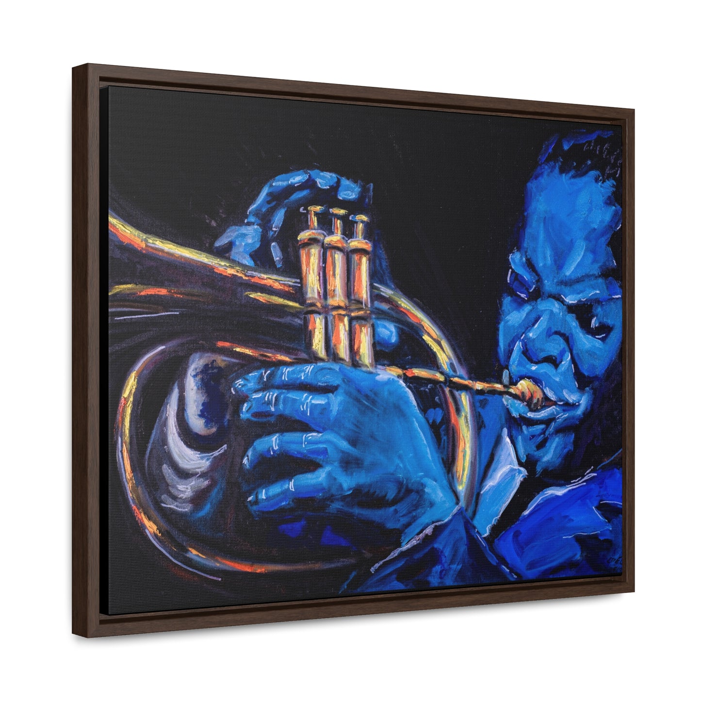 The Trumpet Man - Framed Canvas Print