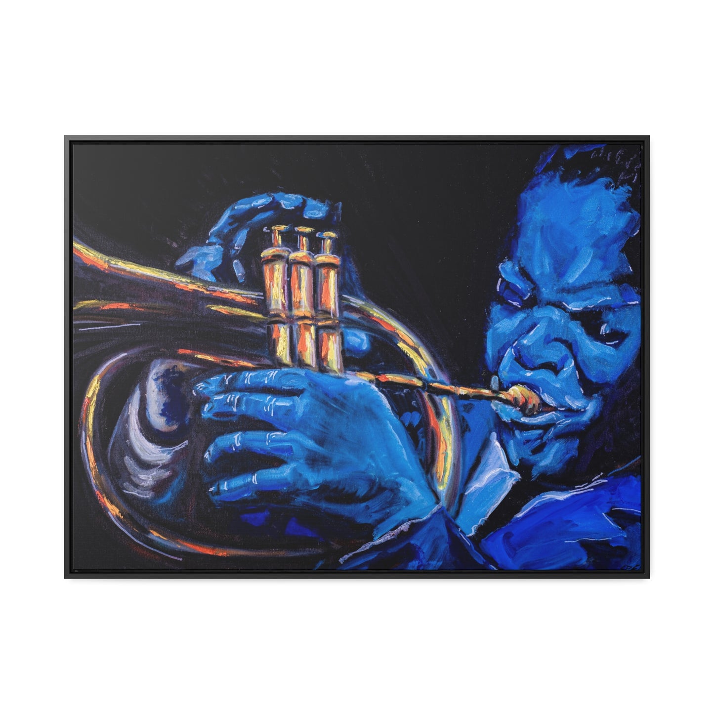 The Trumpet Man - Framed Canvas Print