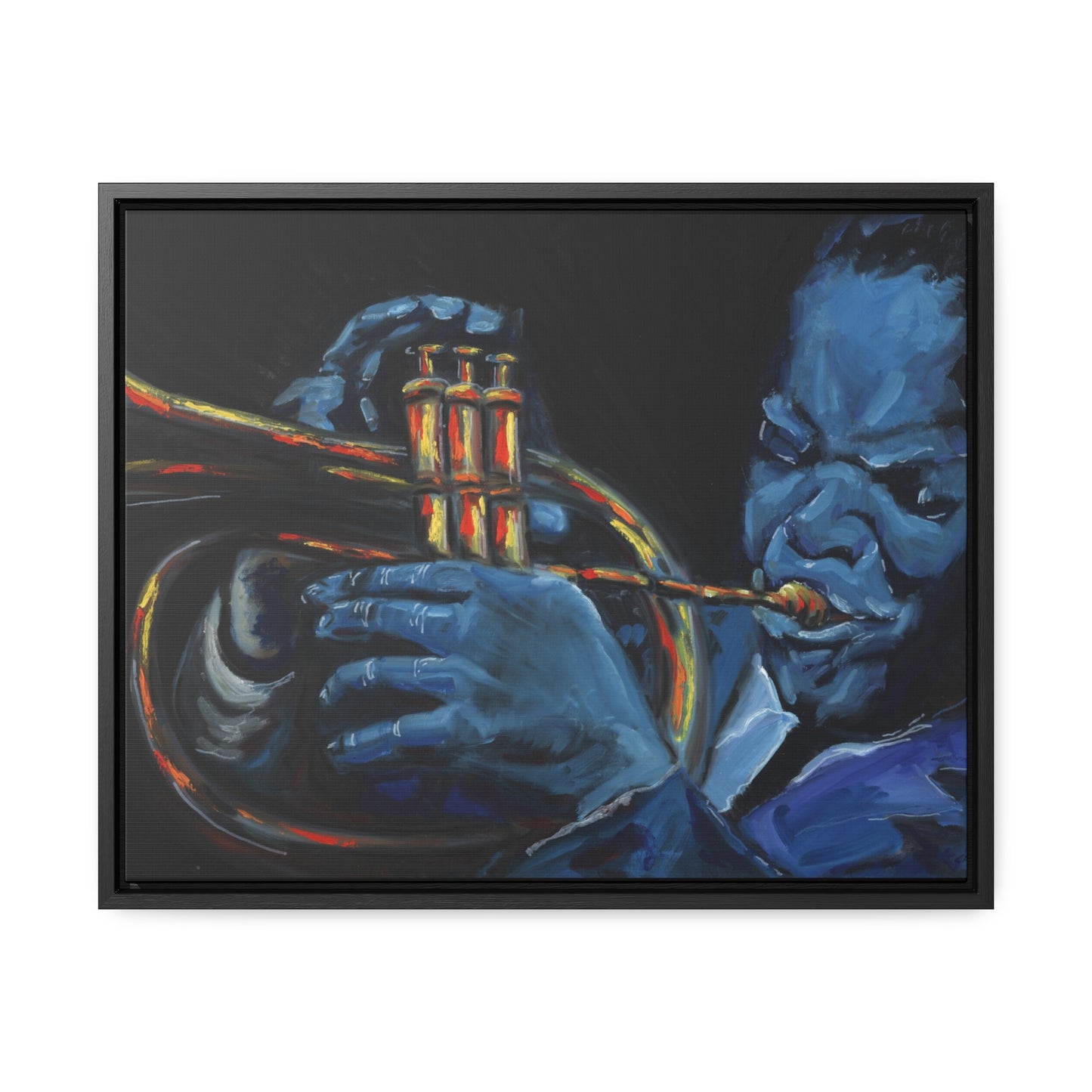 The Trumpet Player - Framed Canvas Print