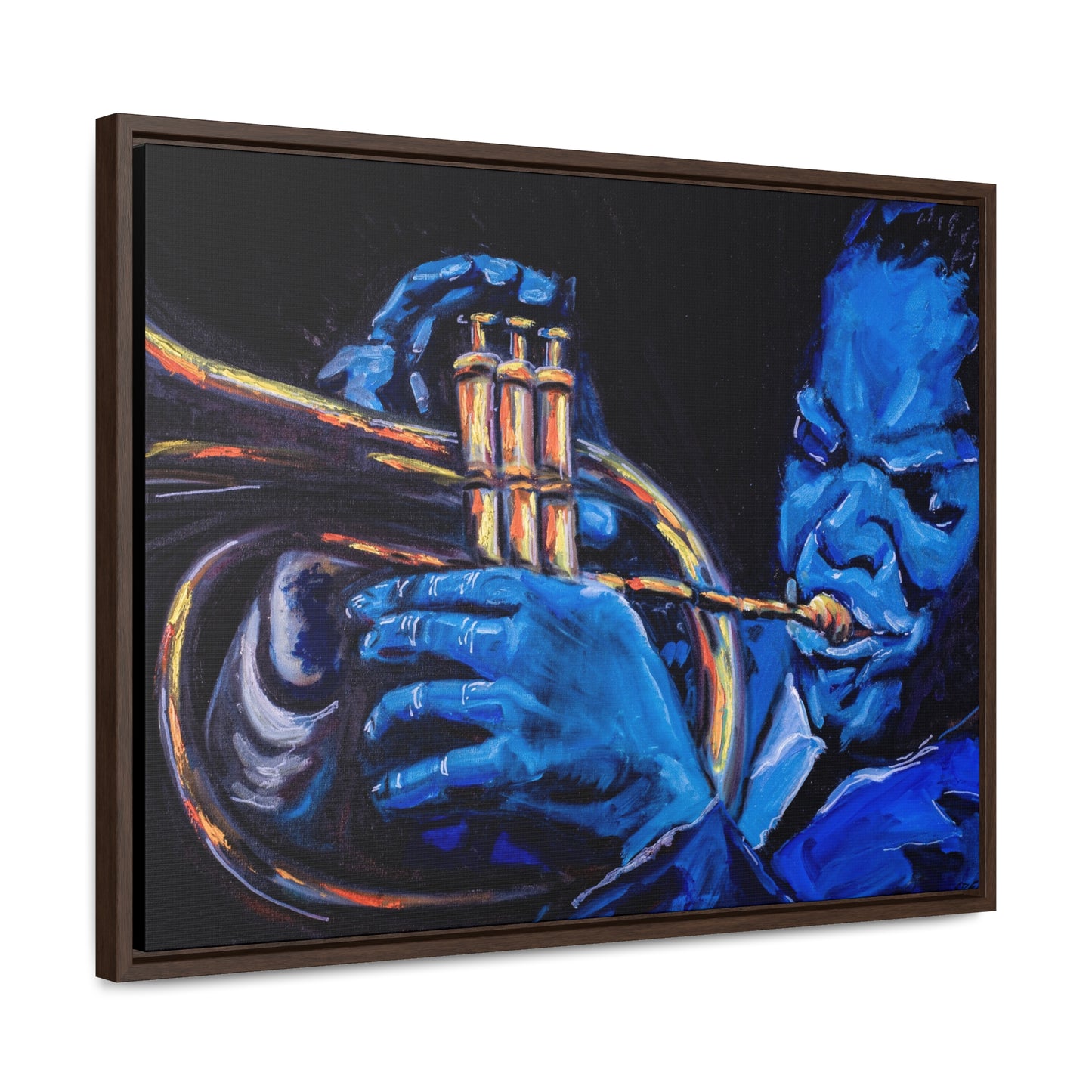 The Trumpet Man - Framed Canvas Print