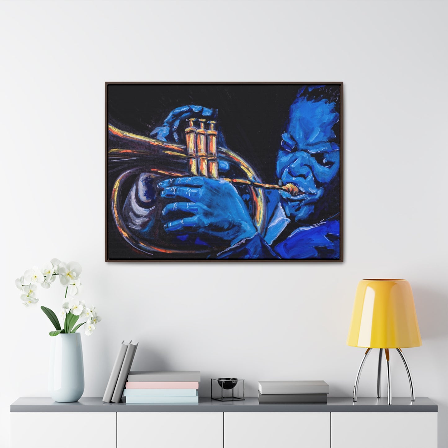 The Trumpet Man - Framed Canvas Print