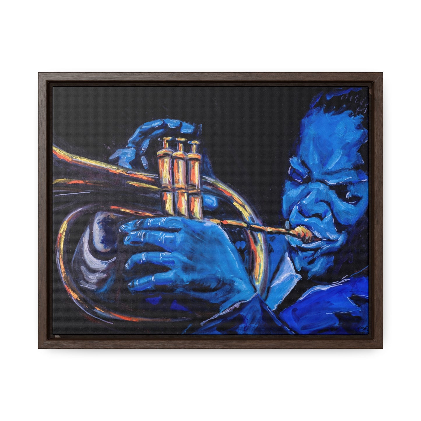 The Trumpet Man - Framed Canvas Print