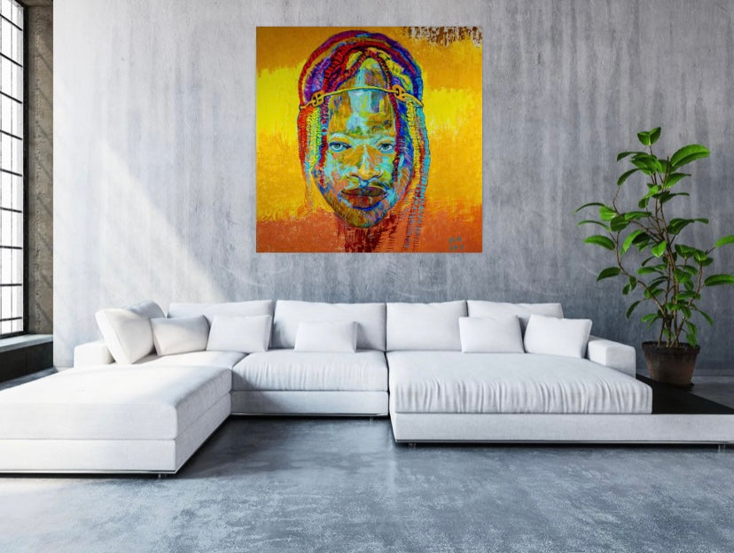 African Youth (Textured Paper Art in Glass Frame)