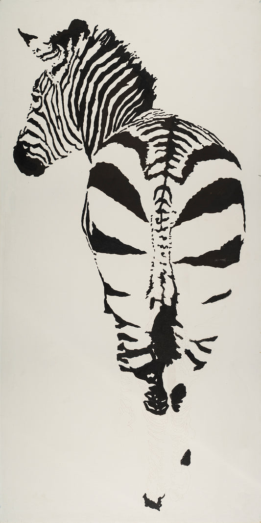 Vintage Zebra Left Side (Textured Paper Art in a Glass Frame)