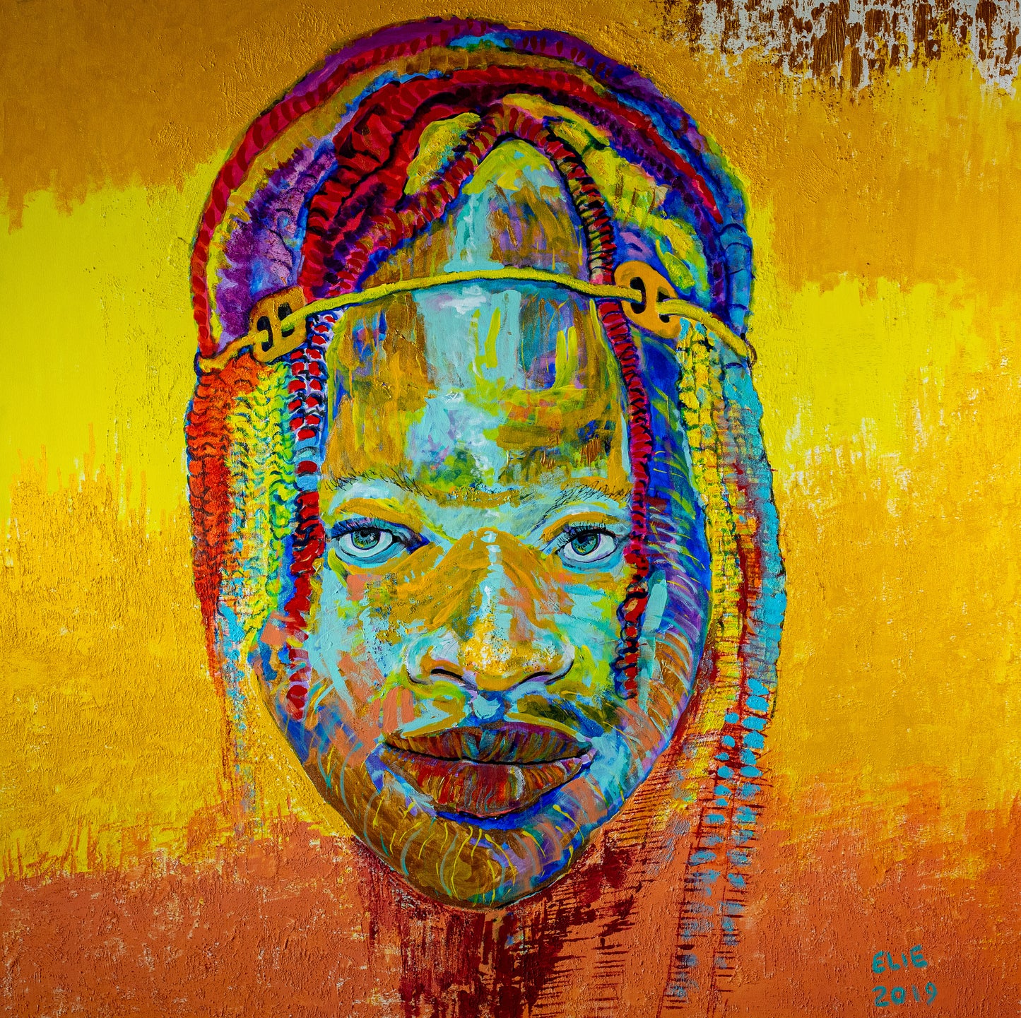 African Youth (Textured Paper Art in Glass Frame)