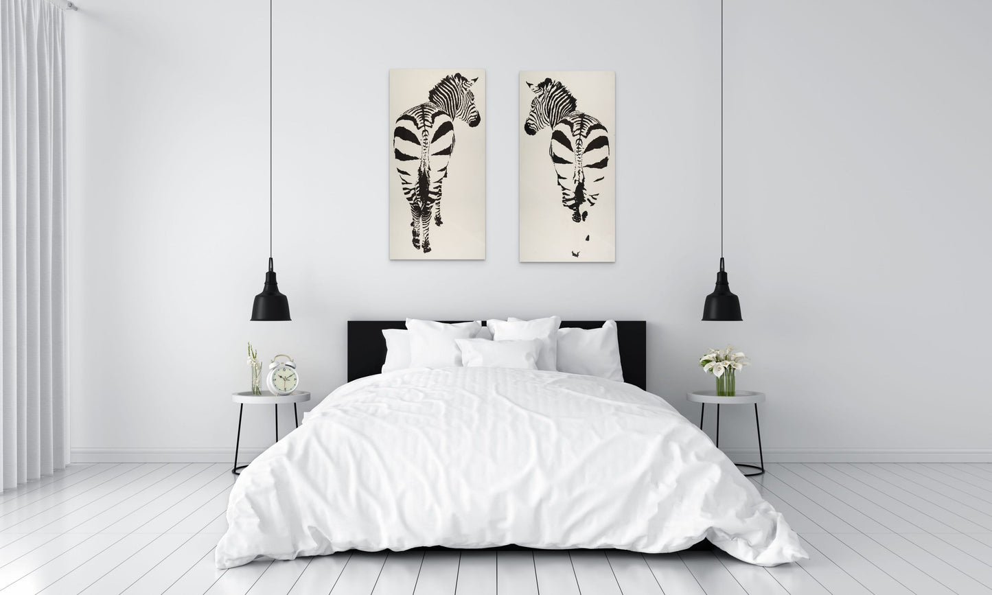 Vintage Zebra Left Side (Textured Paper Art in a Glass Frame)